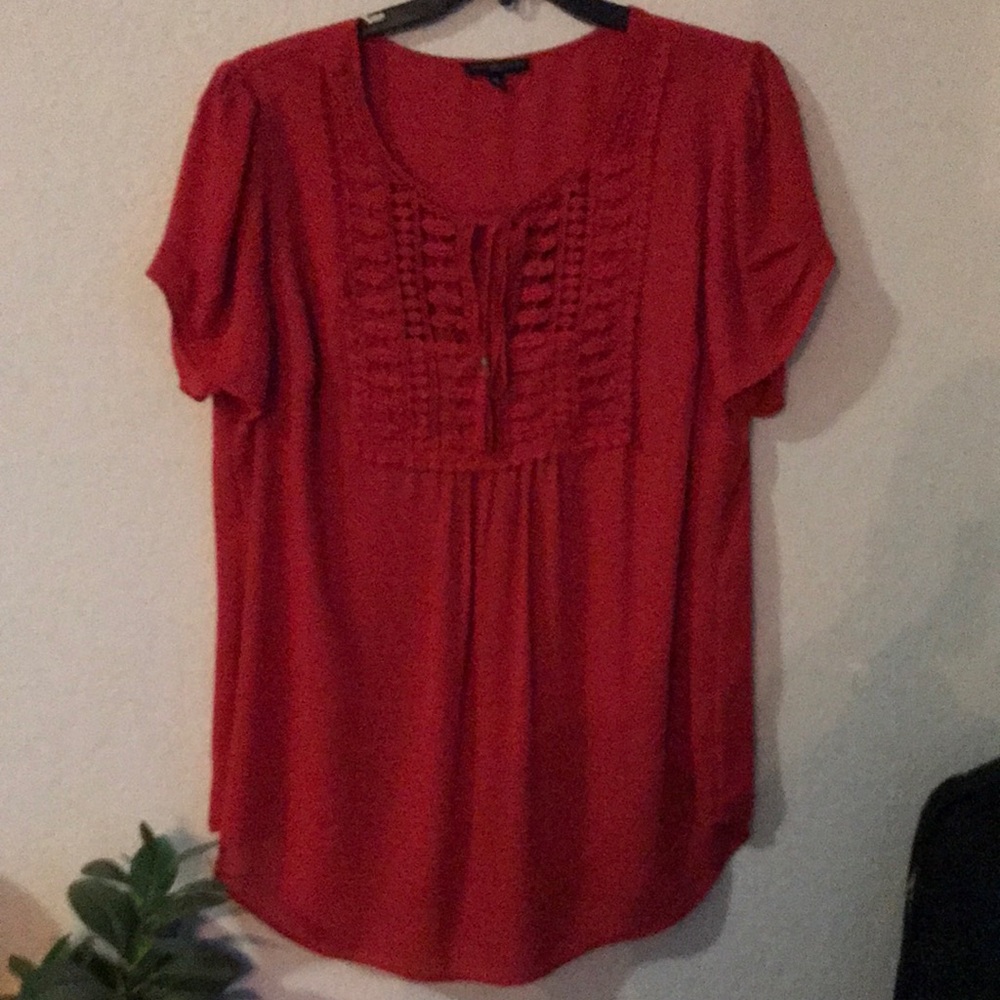 Red lace blouse